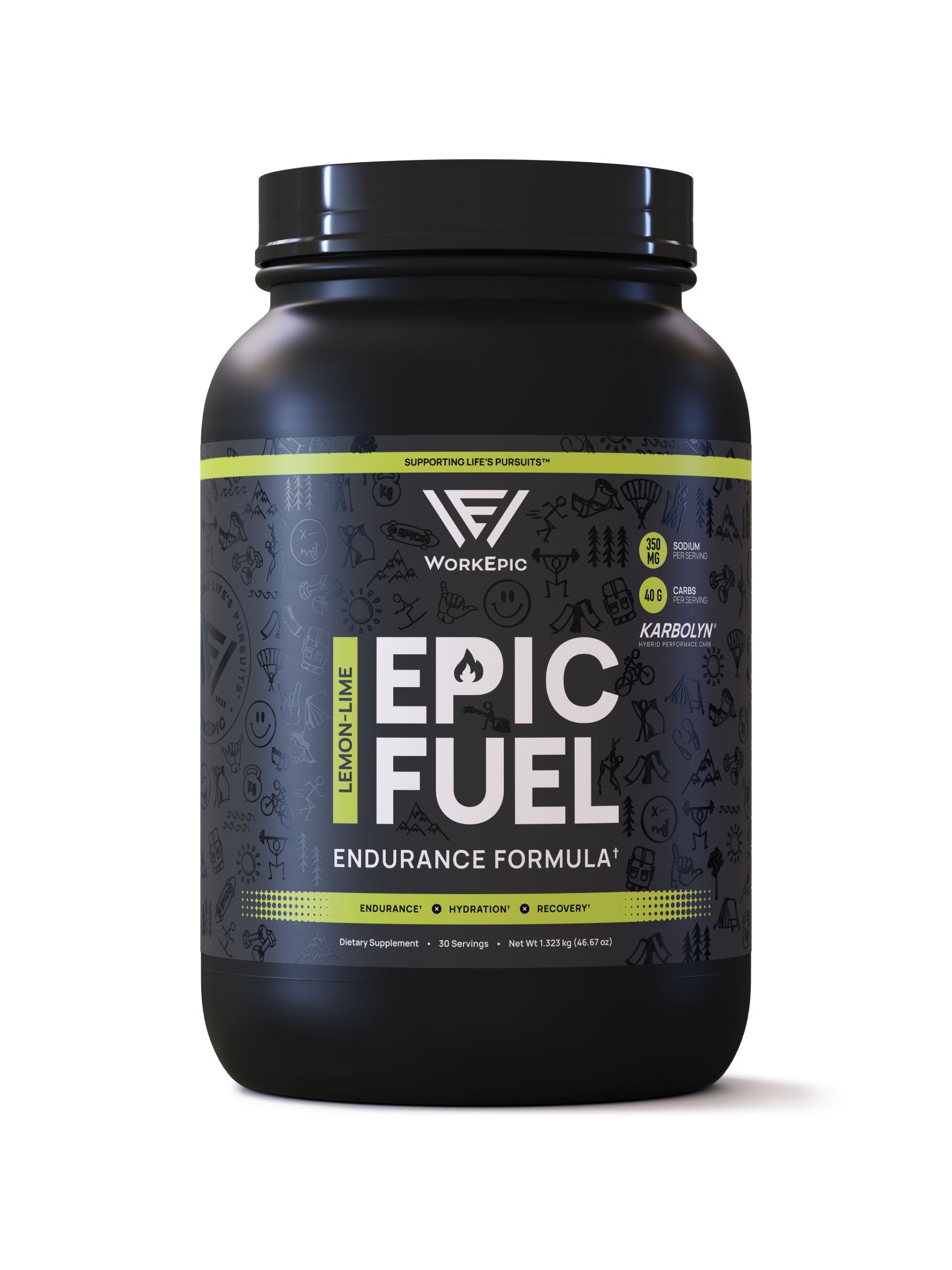 Front view of a Epic Fuel bottle