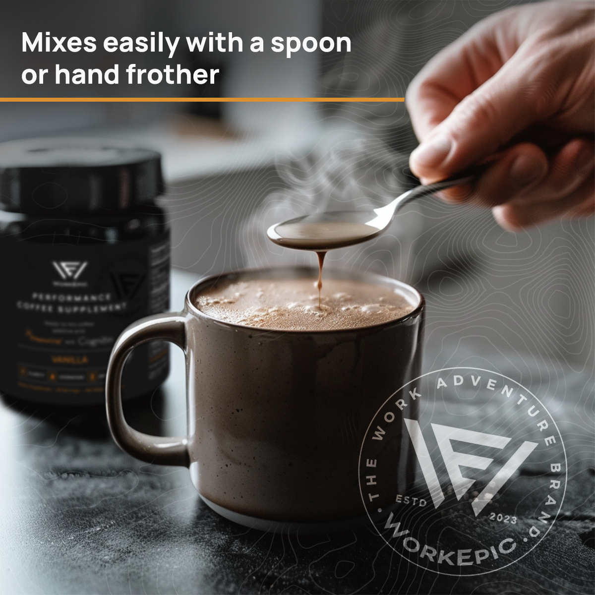 A promotional image of Performance Coffee Supplement