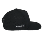 Side view of a hat with a Work Epic logo on the front
