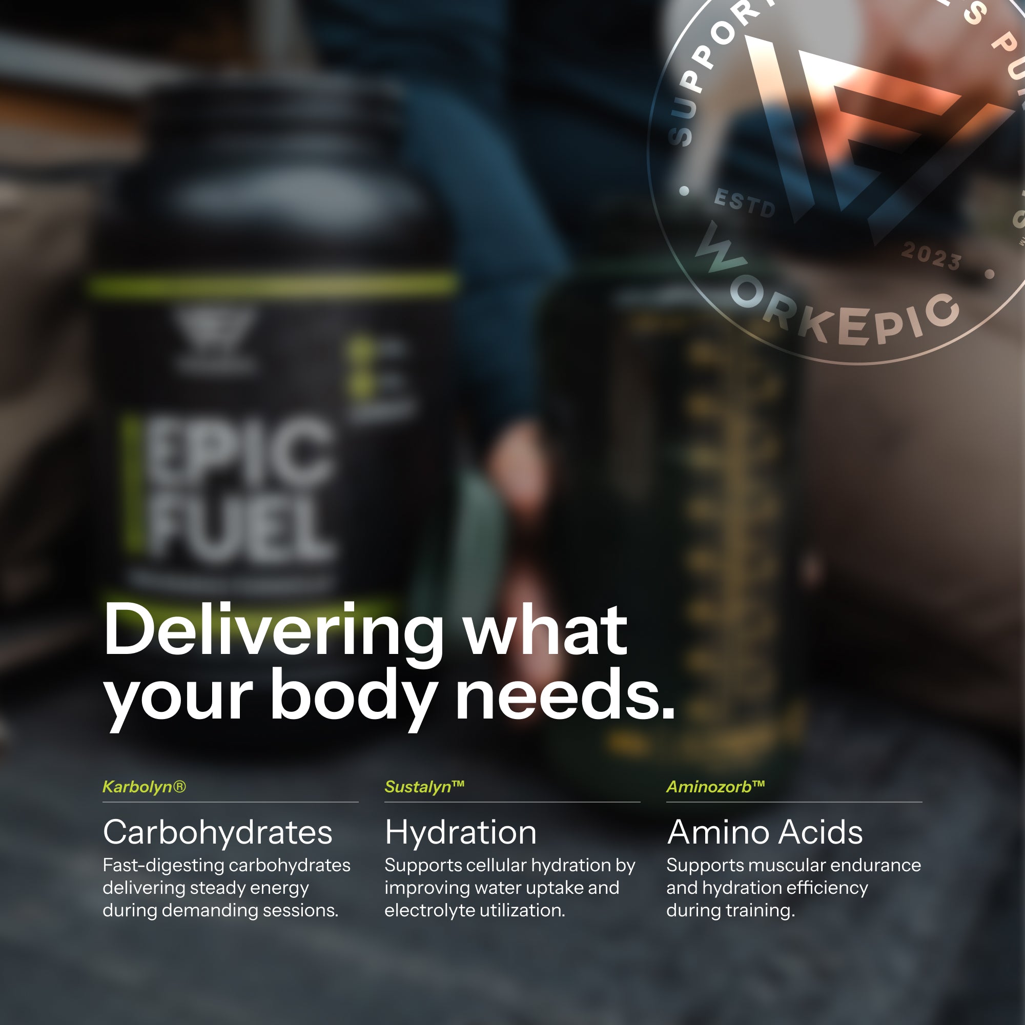 Graphic with text showing "Delivering what your body needs." 