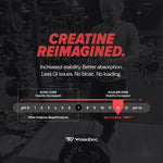 Advertisement for Epic Creatine + HMB with pH scale and text about product benefits, set against a gym background.